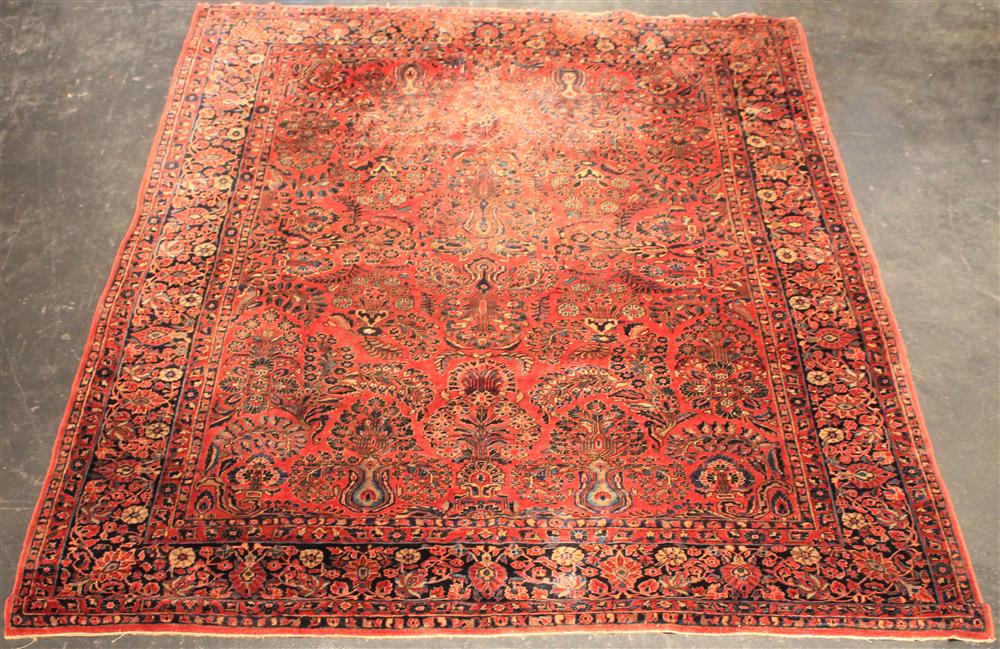 Appraisal: ANTIQUE LARGE PERSIAN SAROUK RUG exotic floral motifs tightly woven