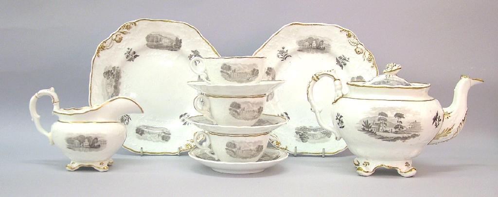 Appraisal: Copeland Garrett porcelain part tea coffee service bat printed with