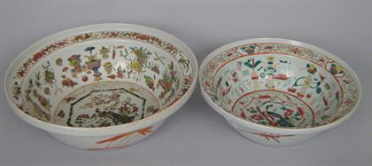 Appraisal: Two Chinese Export basins Decorated in the famille rose palette