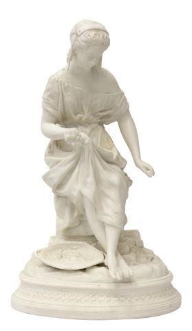 Appraisal: Parian ware biscuit porcelain sculpture likely English seated female figure