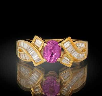 Appraisal: A Ladies' Pink Sapphire and Diamond Ring k yellow gold