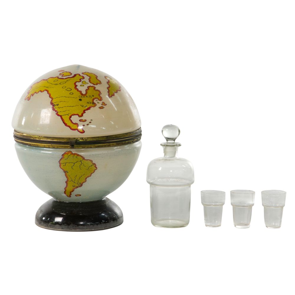 Appraisal: HAND PAINTED GLASS GLOBE TANTALUSComprised of reverse painted glass elements