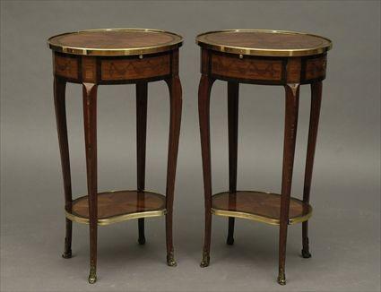 Appraisal: Pair of Louis XV-Style Kingwood and Amaranth Gu ridons