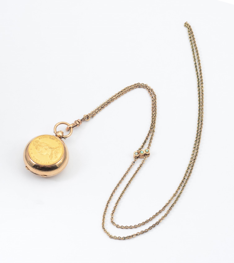 Appraisal: K ANTIQUE COIN HOLDER LOCKET WITH COIN K yellow gold