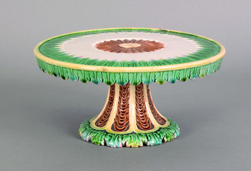 Appraisal: Majolica cake stand in a conventional pattern h w