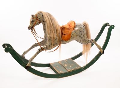 Appraisal: An early th Century bow rocker rocking horse with flying