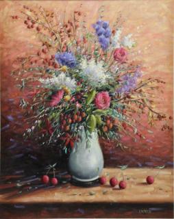 Appraisal: PAPROCKI Eugene Oil on Canvas Still Life with Berries Signed