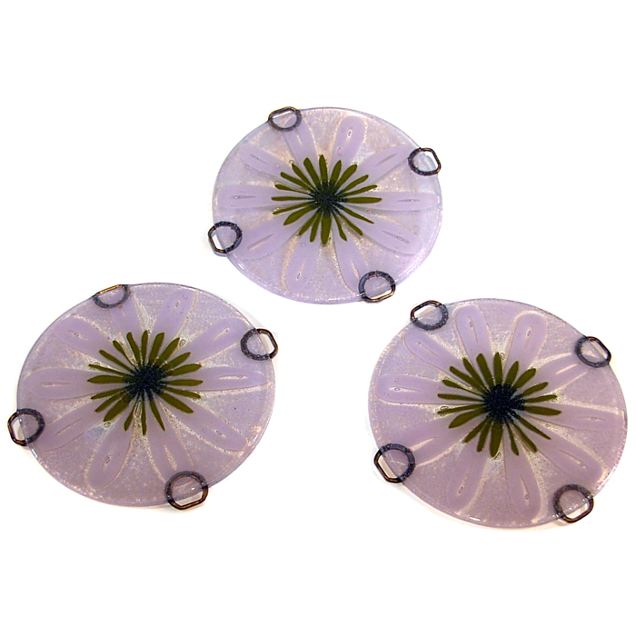 Appraisal: Michael and Frances Higgins Rondelays three round fused glass discs