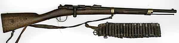 Appraisal: French Model Rifle with Bandolier of Ammo mm cal barrel