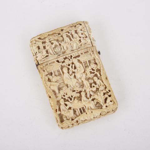 Appraisal: A Carved Ivory Card Case th Century Condition two areas