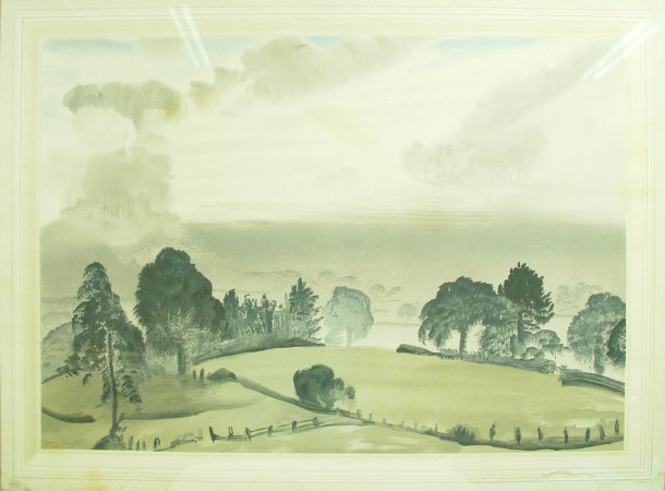 Appraisal: Laura Knight - Signed print of wooded fields signed and