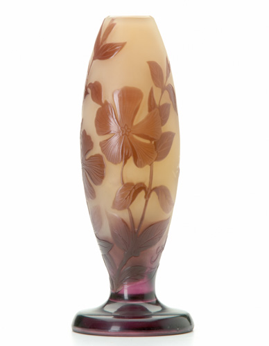 Appraisal: EMILE GALLE Cameo footed vase decorated with camellias in mauve