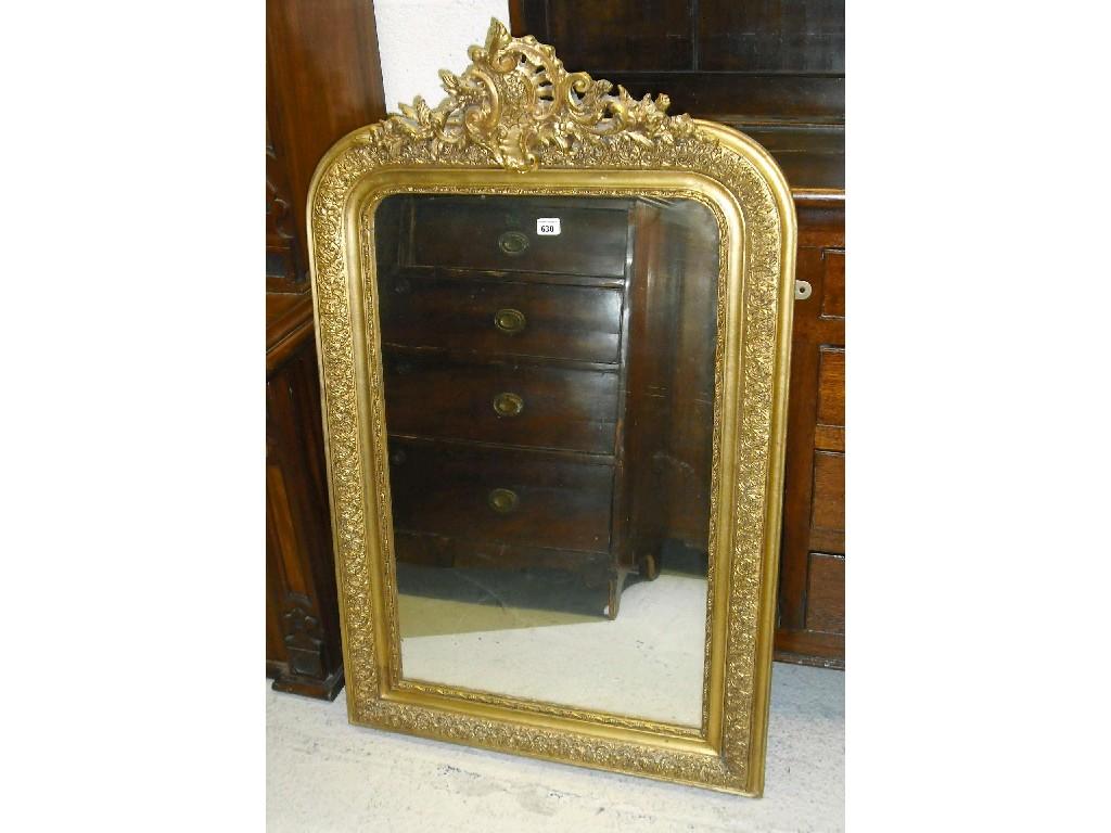 Appraisal: Victorian giltwood and gesso overmantel mirror the rectangular plate within