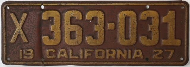 Appraisal: CALIFORNIA LICENSE PLATE AGE APPROPRIATECONDITION HIGH WIDE