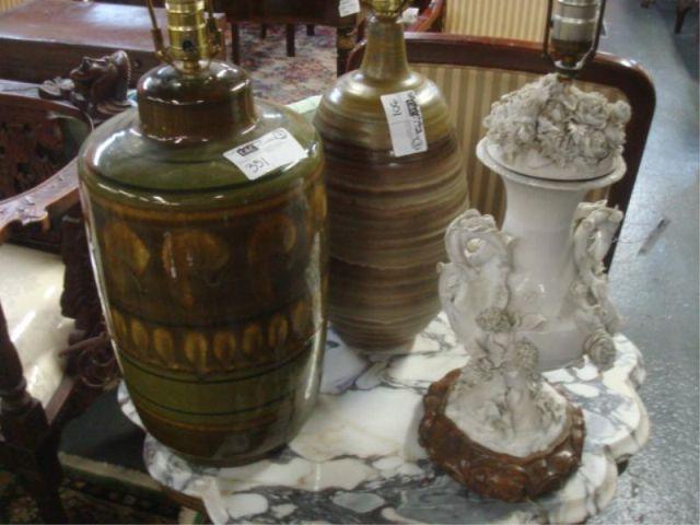 Appraisal: Lot of Lamps white porcelain lidded vase as lamp along