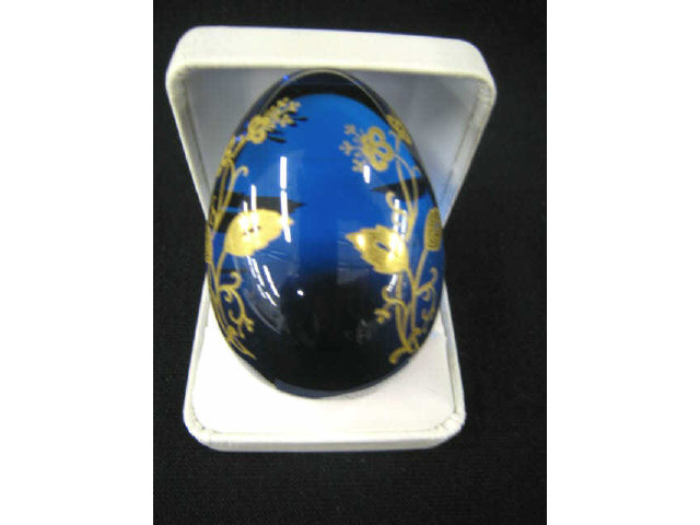 Appraisal: Baccarat Blue Crystal Egg Paperweight gold trim