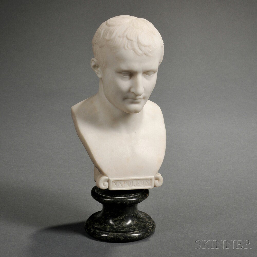 Appraisal: French School th Century Carved White Marble Bust of Napoleon