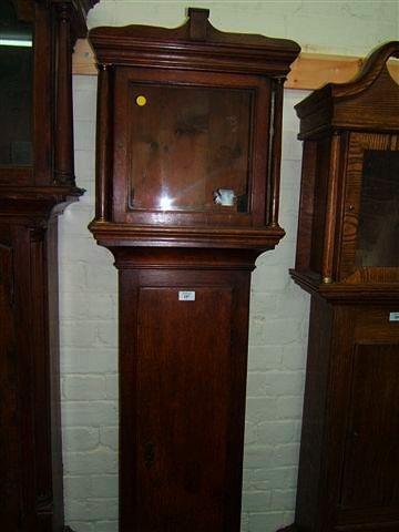 Appraisal: A th Century oak hour long case clock the square