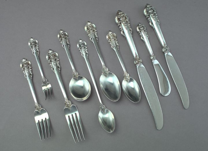 Appraisal: Extensive One-Hundred-Twenty-Four-Piece Wallace Silversmiths Sterling Silver Grand Baroque Partial Flatware