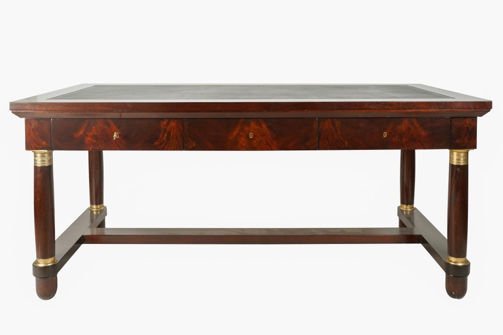 Appraisal: EMPIRE STYLE MAHOGANY WRITING TABLElate th century with inset gilt-tooled