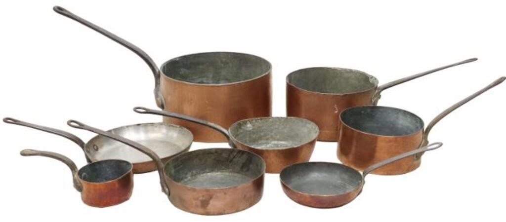 Appraisal: lot of French copper graduated pans all with iron handles