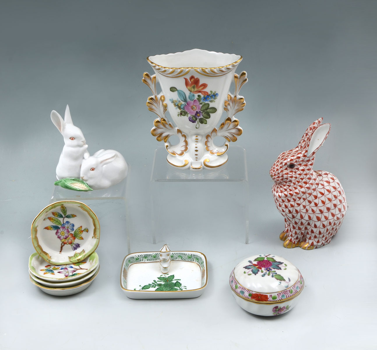 Appraisal: PIECE HEREND PORCELAIN TO INCLUDE RED RABBIT Comprising - Hand