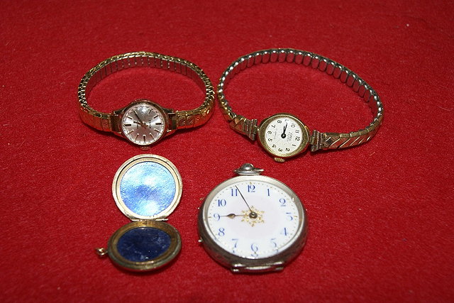 Appraisal: Continental metal pocket watchwith enamel dial together with a Victorian