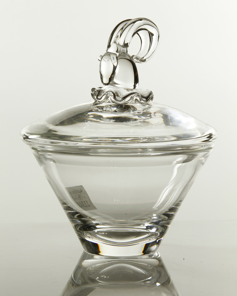 Appraisal: - Steuben Ram's Head Candy Dish Steuben candy dish glass