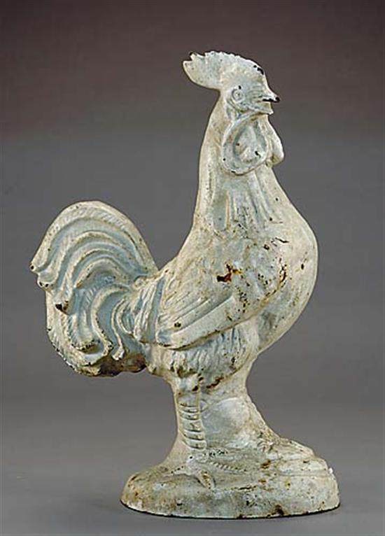 Appraisal: Painted cast-iron rooster on rocky ground H