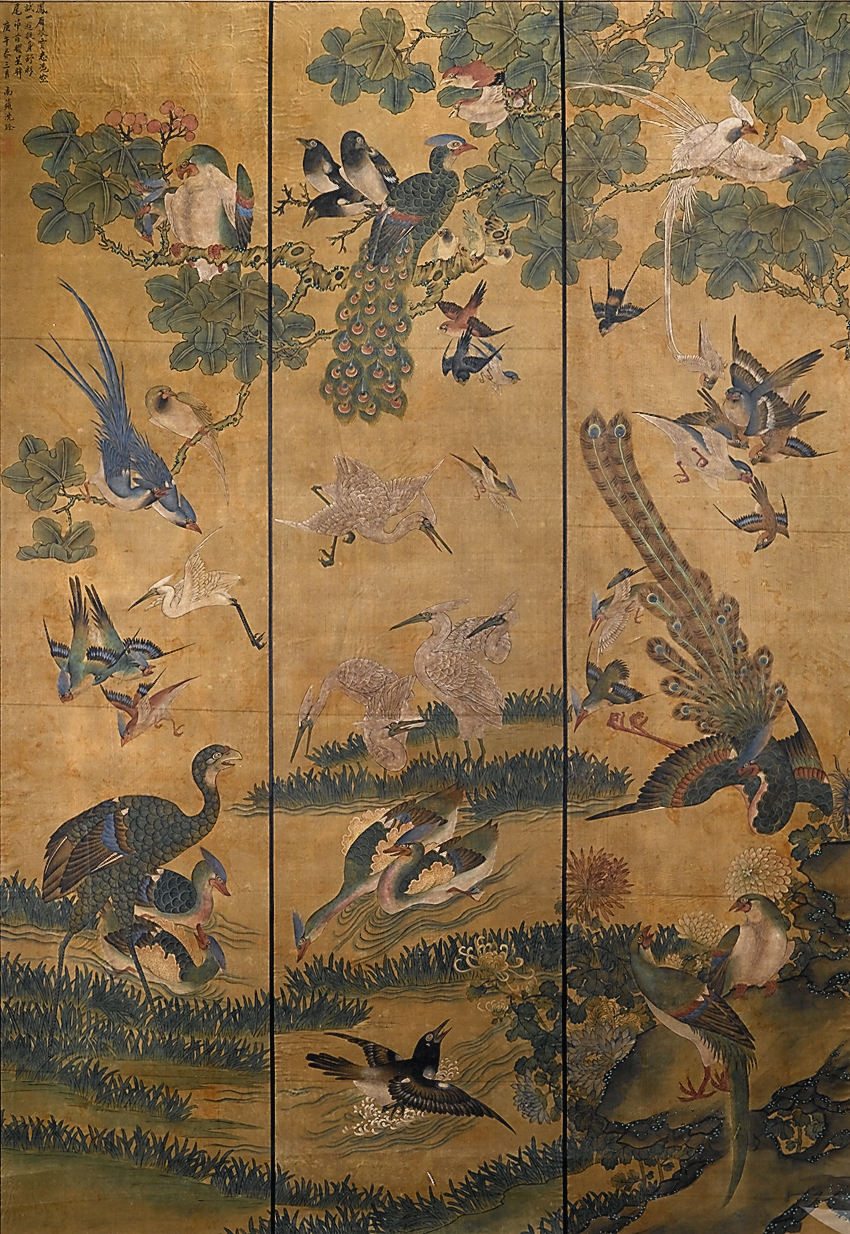 Appraisal: Fine pair of Chinese wallpaper panels th century Each decorated