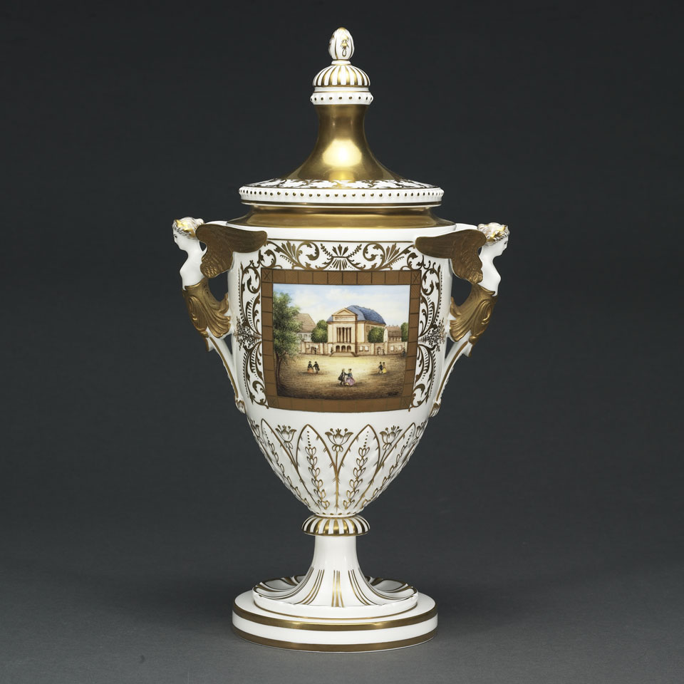 Appraisal: Carl Thieme Dresden Vase and Cover th century the panel