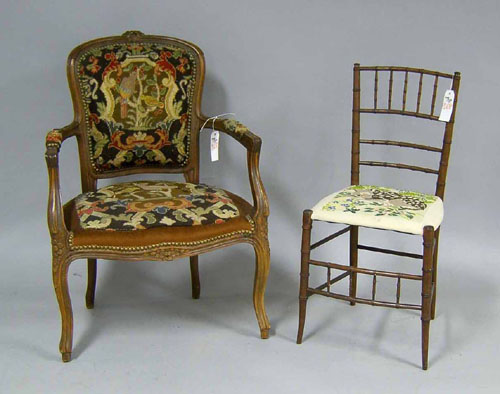 Appraisal: French fauteuil early th c together with a bamboo side