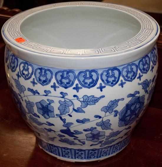 Appraisal: Oriental style blue and white porcelain jardiniere Estimate - No