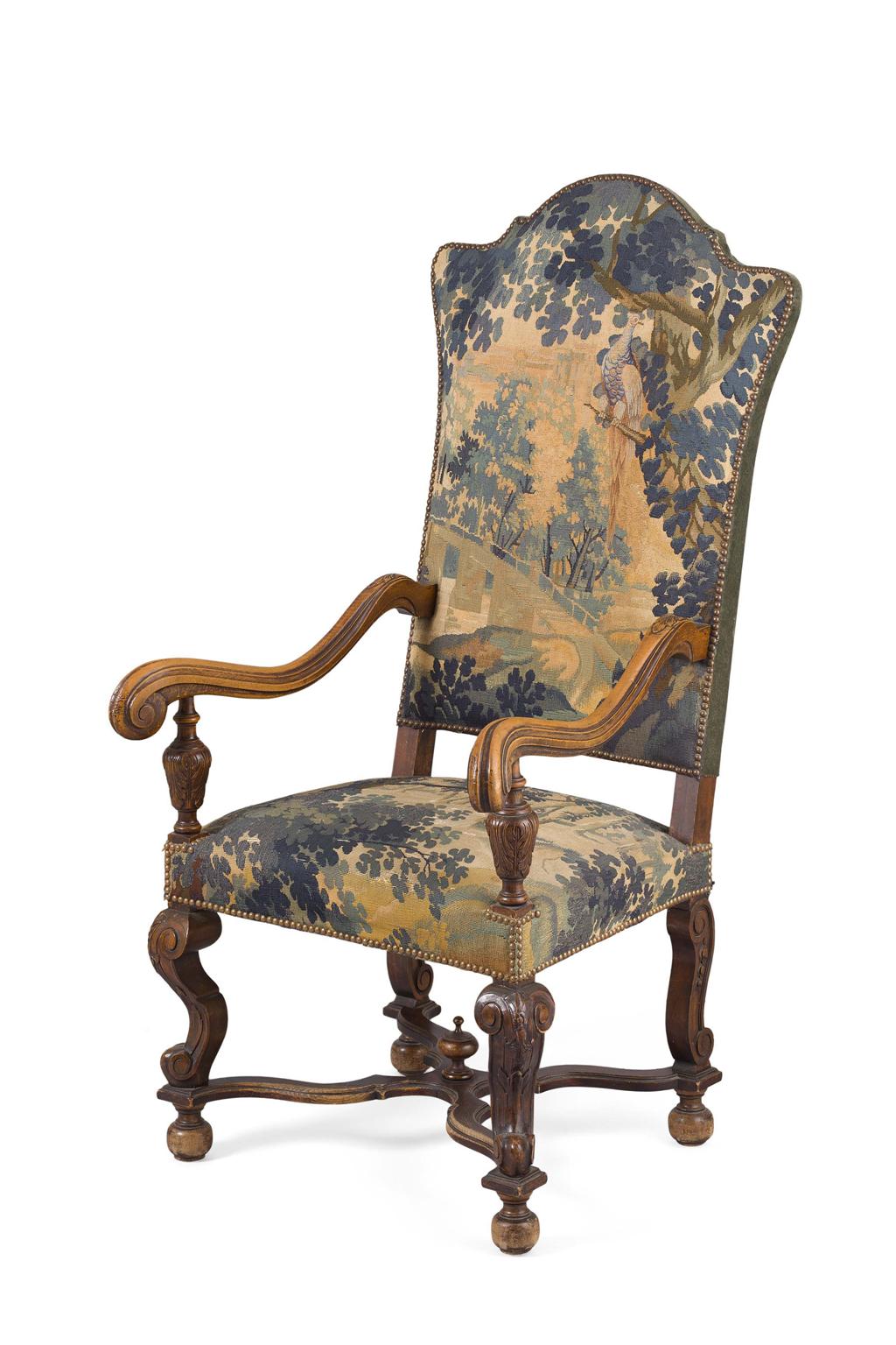 Appraisal: FRENCH BEECH AND TAPESTRY UPHOLSTERED ARMCHAIR TH CENTURY in the