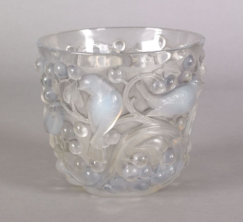 Appraisal: Lalique opalescent Avalon vase acid etched signature R Lalique on