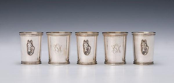 Appraisal: LOT OF FIVE STERLING KENTUCKY JULEPS all American and th