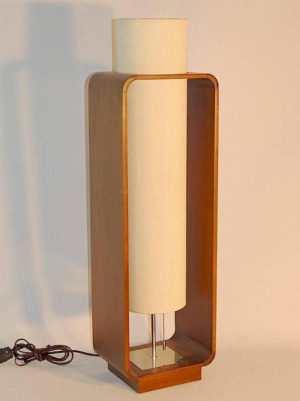 Appraisal: American Modern Table Lamp Walnut frame with cylinder shade tall