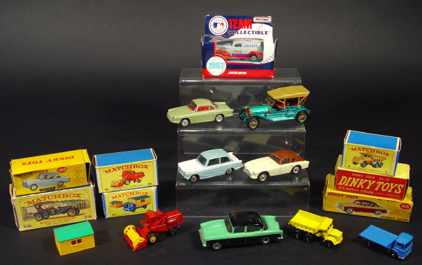 Appraisal: Three boxed Dinky Toys vehicles - Aceca Humber Hawk Triumph