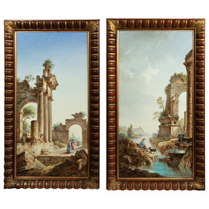 Appraisal: A Pair of French Painted Earthenware Plaques Jules Loebnitz for