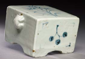 Appraisal: KOREAN WATER-DROPPER Korean Choson-style square porcelain water-dropper on four short