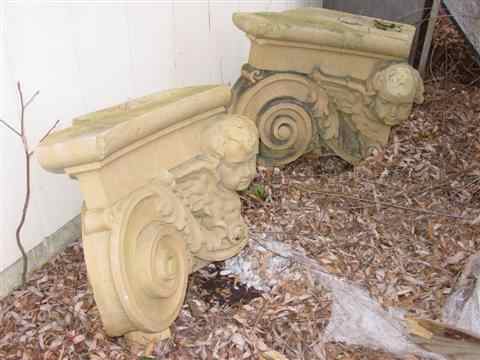 Appraisal: PAIR OF VINTAGE TERRA COTTA ARCHITECTURAL ELEMENTS Each partial capital