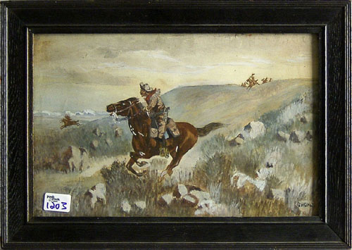 Appraisal: Watercolor and gouache western scene signed S H Daly x