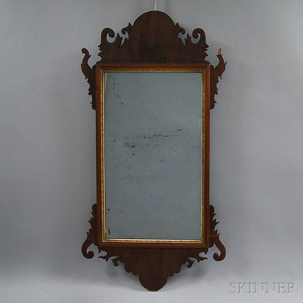 Appraisal: Chippendale Mahogany Scroll-frame Mirror th century imperfections ht wd in