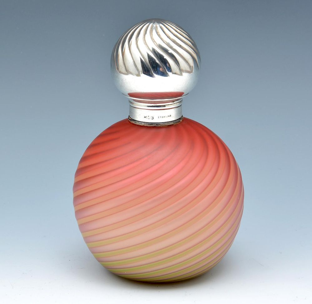 Appraisal: Thomas Webb Amberina mother of pearl satin glass perfume bottle