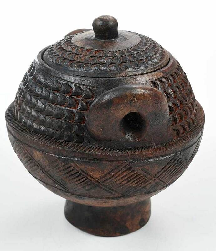 Appraisal: African Ceramic Lidded Jar probably Western Grassfields area possibly early