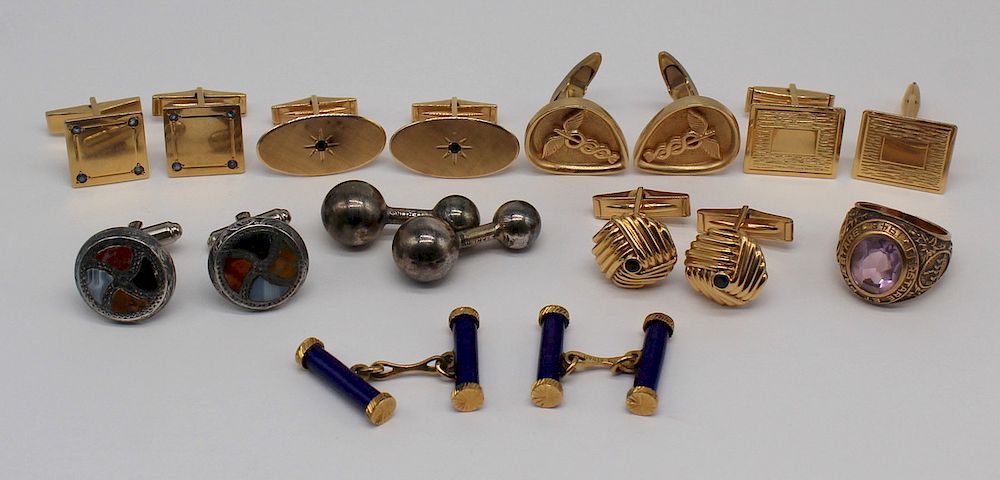 Appraisal: JEWELRY Assorted Gold and Silver Men's Jewelry Includes a pair