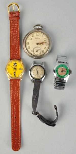 Appraisal: Lot of Baseball Character Watches Includes one Biltmore Radium pocket