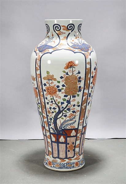 Appraisal: Large Chinese blue red and white porcelain floor vase tree