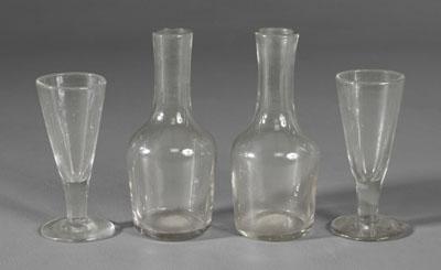 Appraisal: Clear glass carafes cordials hand blown with ground pontils possibly