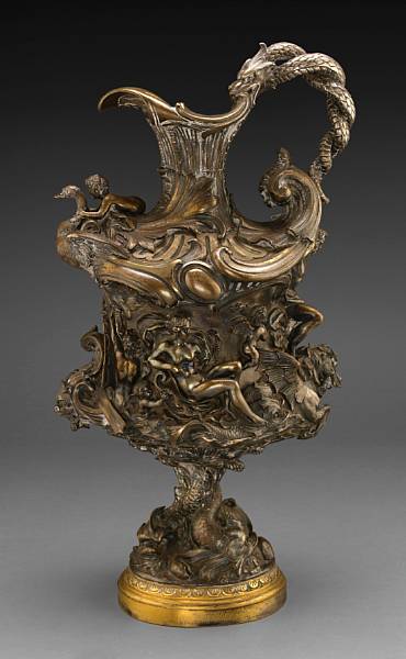 Appraisal: An Italian bronze ewer late th century With entwined dragon